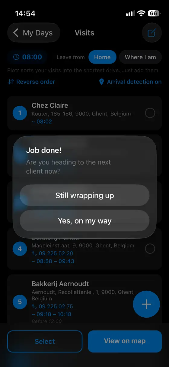 Drive off, and Plotr asks: done?